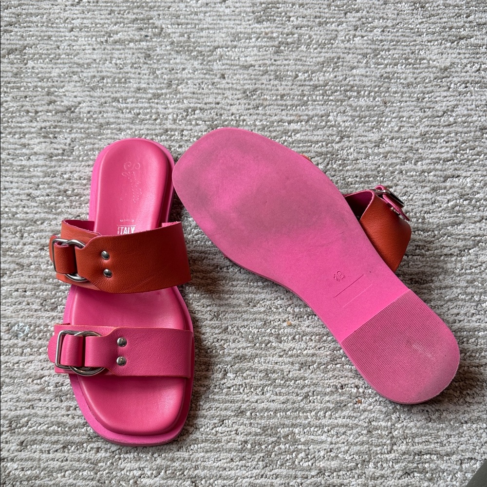Seychelles Pink and Orange Buckle Sandals - Picture 2 of 3